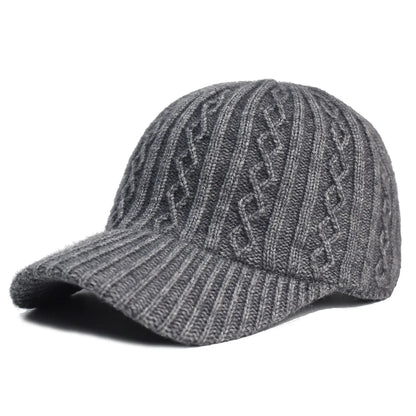 Autumn and Winter Knitted Wool Baseball Cap Korean Style Warm Solid Color Plain Duckbill Cap Versatile Fashionable