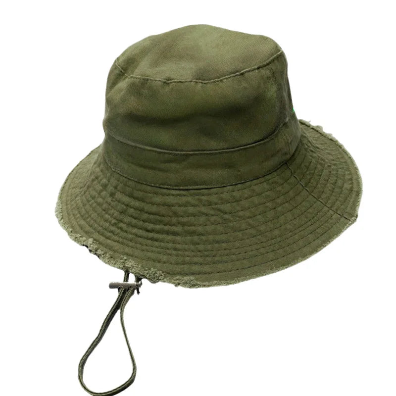 100% Cotton Washed Frayed Edge Bucket Hat