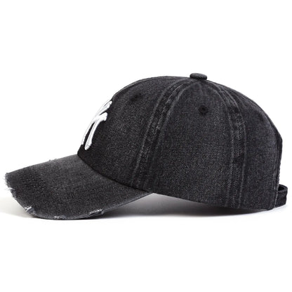 New Unisex Letter Embroidery Hole Denim Baseball Caps Spring Autumn Outdoor