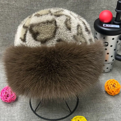 Fashionable Leopard Print Plush Hat Women's