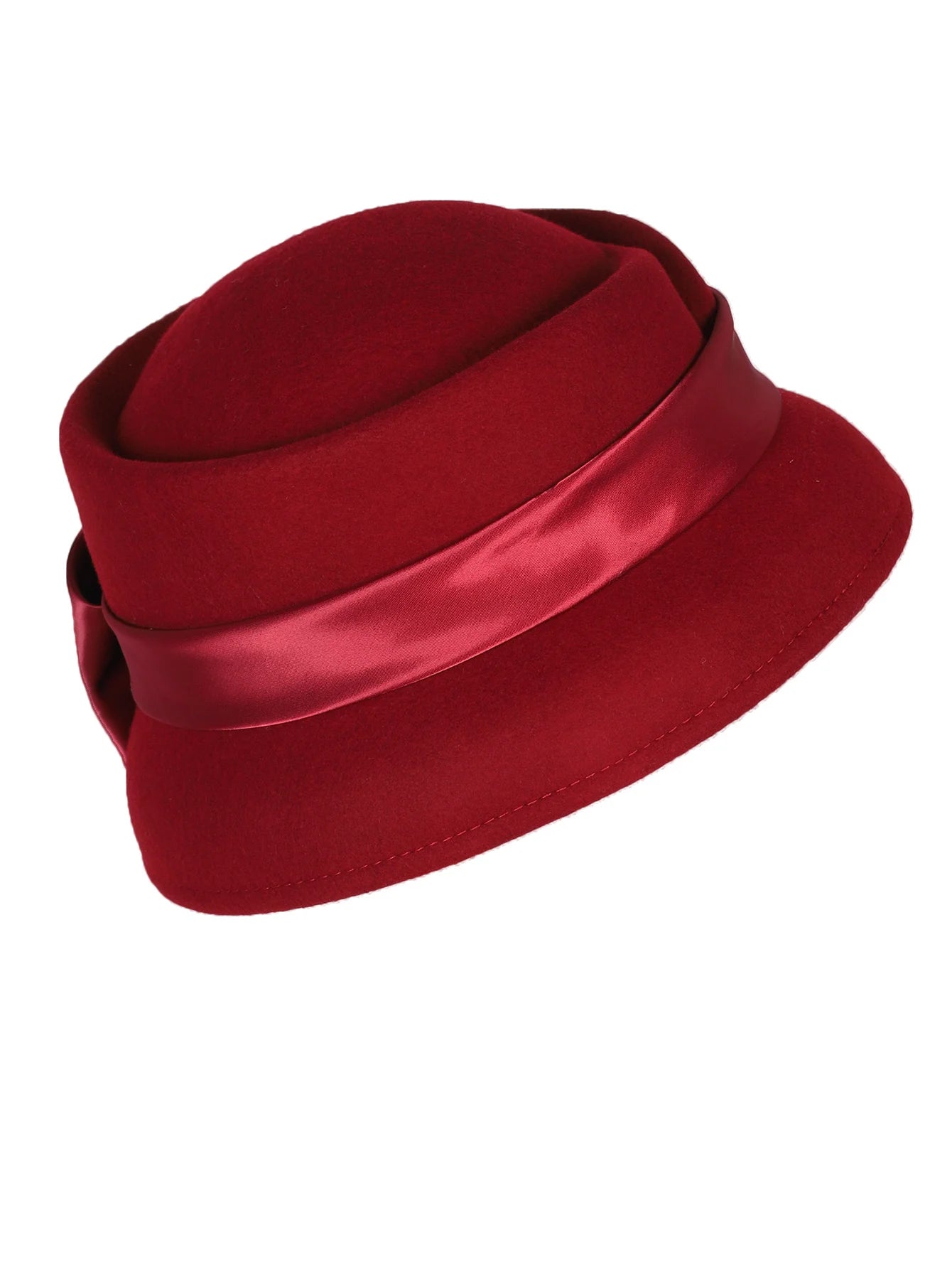Elegant Wool Felt Fedoras Hat With Ribbon Bowknot Formal Church Wedding Cloche Hats