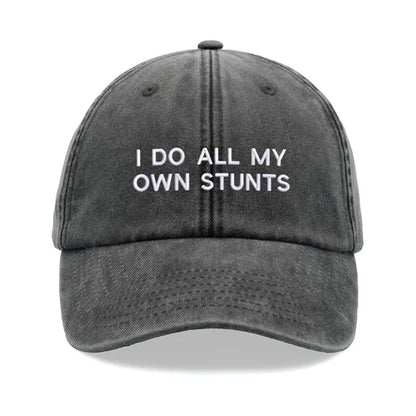 1pc "I Do All My Own Stunts" Baseball Caps Men Vintage Washed Dad Hat