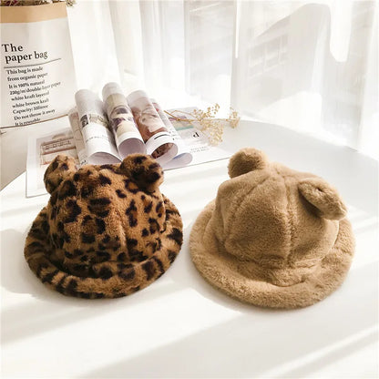 Children Hat 2026 Autumn And Winter New Rabbit Fur Leopard Print Children's Hat