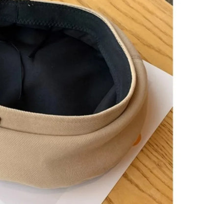 Retro Handmade Beret Spring Autumn Women Black Beige Woolen Beret