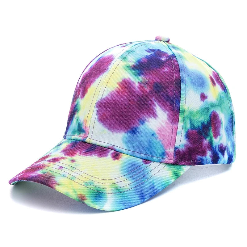 Outdoor Casual Tie Dye Caps For Women Rainbow Colorful Baseball Cap