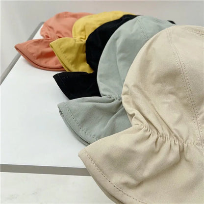 Pleated Women Fisherman Hat Korean Girl Sunshade Basin Hat