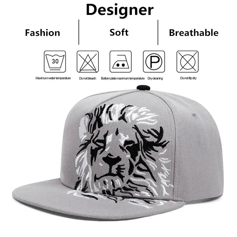 Men Women Lion Embroidered Baseball Cap Summer Outdoor Hat Hip Hop