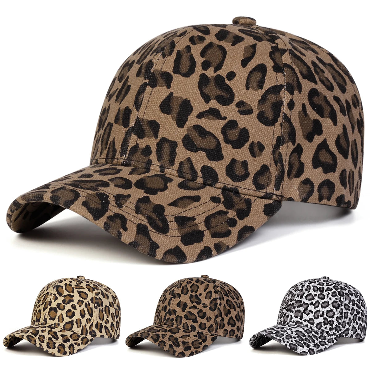 Unisex Light Panel Leopard Print Baseball Caps