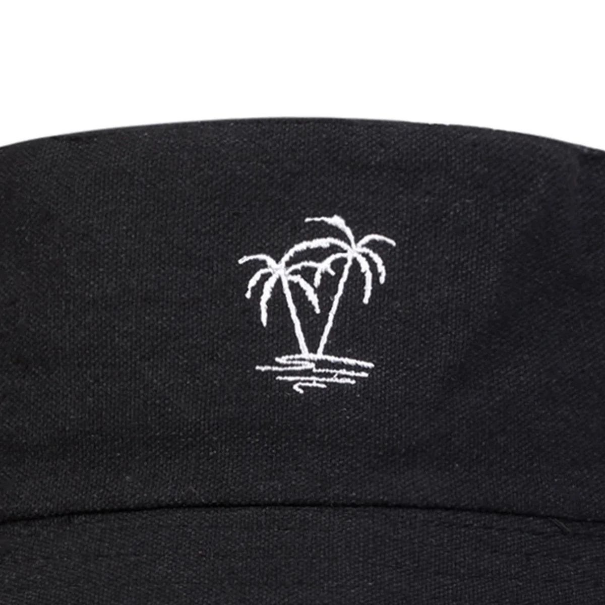 Unisex Coconut Tree Embroidery Double Sided Wearing Bucket Hats Fishermen Caps Outdoor Casual Cap Sunscreen Hat