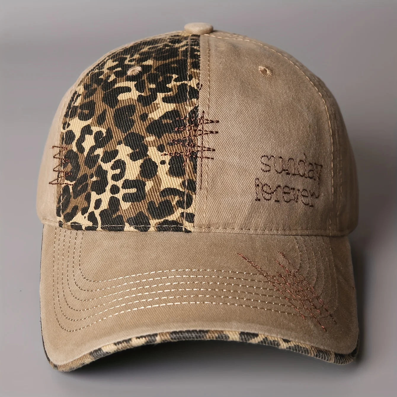 Leopard Print Letter Embroidered Baseball Cap