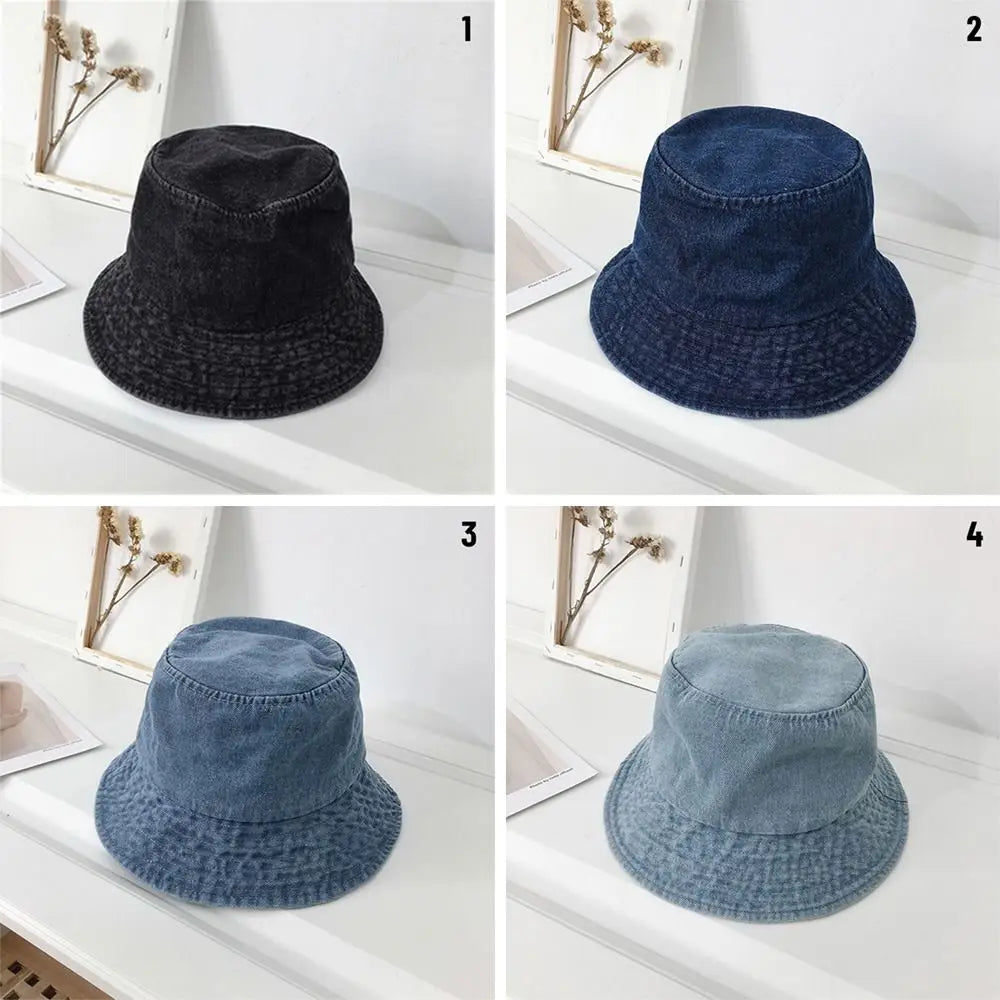 Unisex Cotton Bucket Hats Women Summer Sunscreen Panama Hat