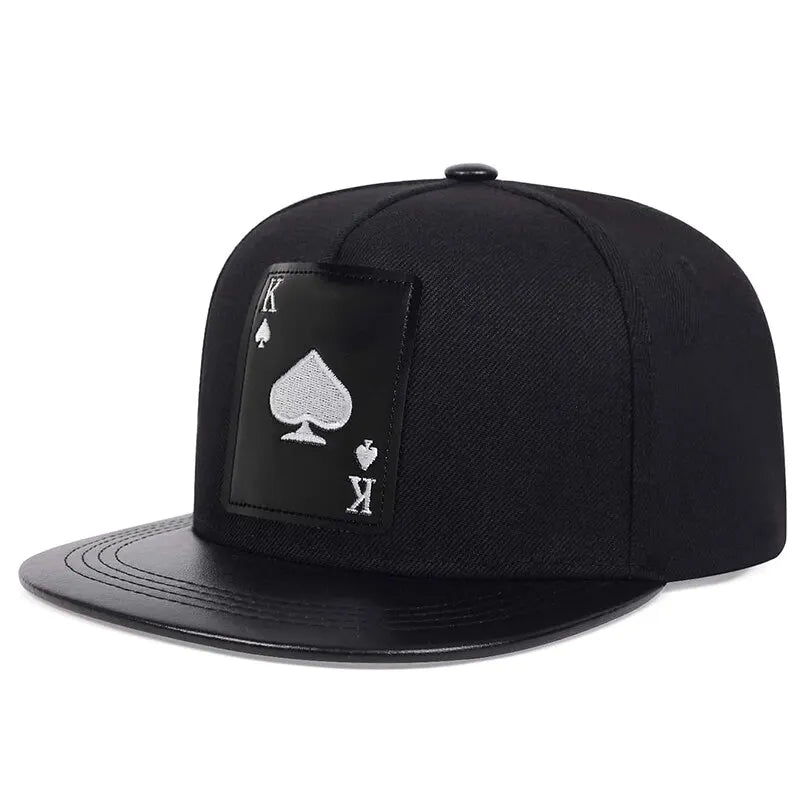 Pu Leather Playing Card Peach Heart K Embroider Hats
