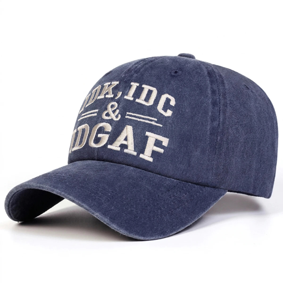 Unisex IDK IDC&IDGAF Letter Embroidery Washed Baseball Cap Spring Autumn