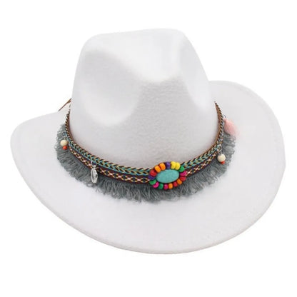 Ethnic Style Western Cowboy Hat Wide Brim Roll Brim Cowgirl Cap