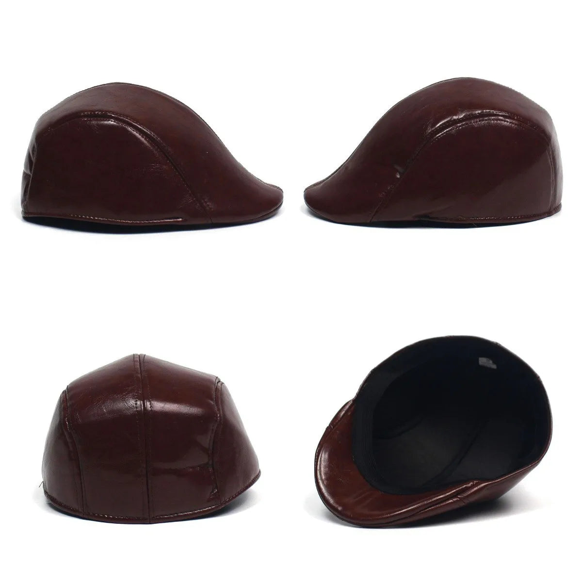 Fall Winter PU Men's Beret Hat Fashionable Casual Style Headwear