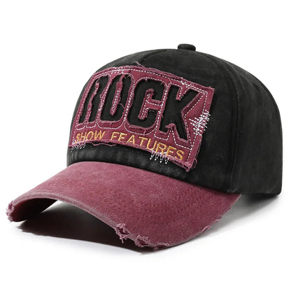 Letter Rock Embroidery Cotton Baseball Cap For Men Women