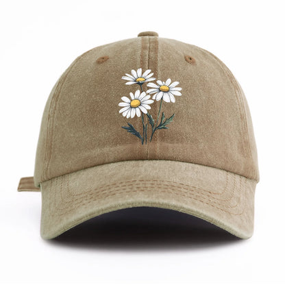 Flower Print Washed Baseball Cap For Adults, Minimalist Retro Style Casual Soft