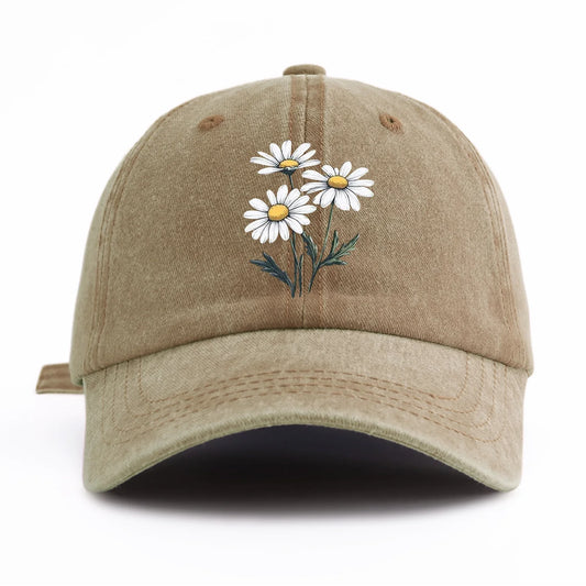 Flower Print Washed Baseball Cap For Adults, Minimalist Retro Style Casual Soft