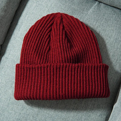 Unisex Solid Color Warm Knitted Beanies For Women Men Winter Autumn