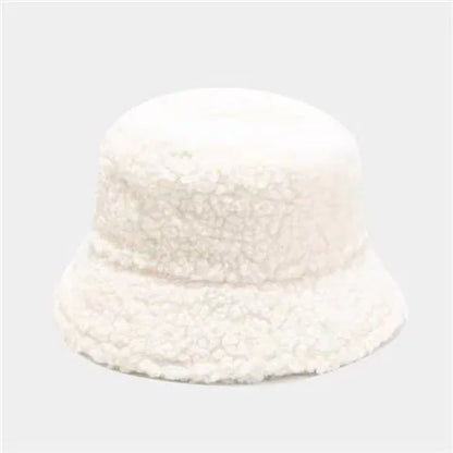 Lambswool Unisex Bucket Hats For Women Men Winter