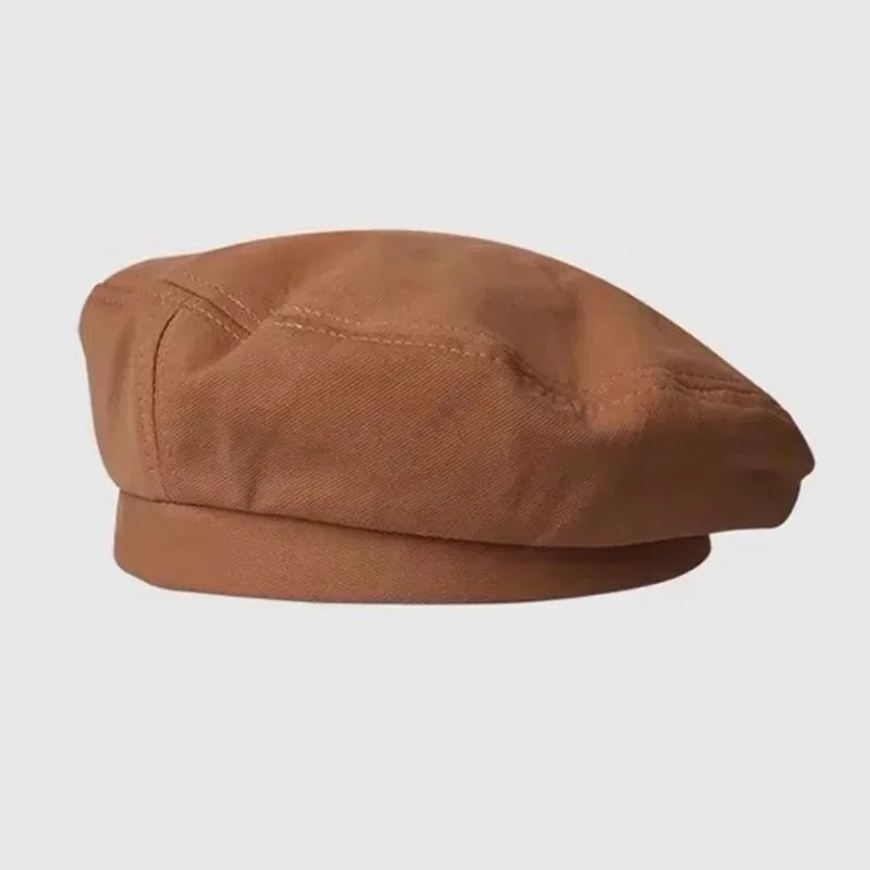 Cotton Women Winter Hats Vintage French Plaid Top Military Cap