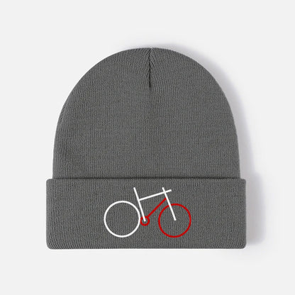 Bicycle Graphic Beanie Warm Knit Skull Cap