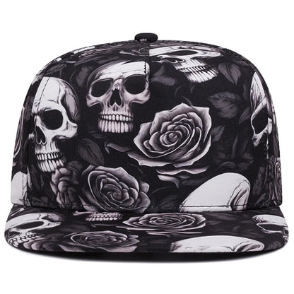 Fashion Skeleton Print Snapback Hat Adult Hip Hop Caps Outdoor Sports Sun Hats