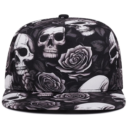 Fashion Skeleton Print Snapback Hat Adult Hip Hop Caps Outdoor Sports Sun Hats