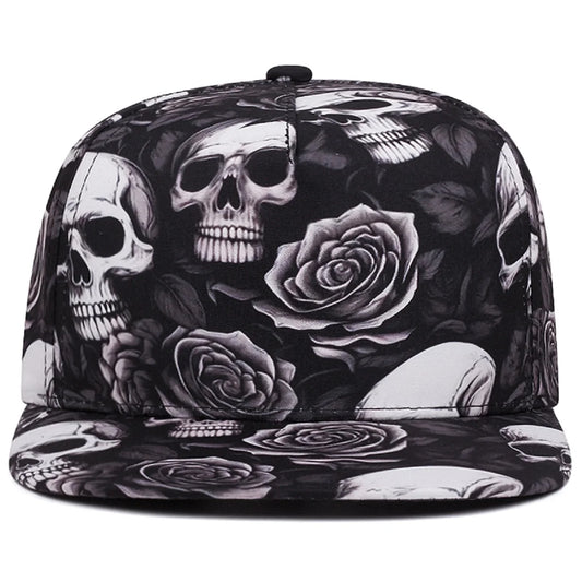 Fashion Skeleton Print Snapback Hat Adult Hip Hop Caps Outdoor Sports Sun Hats