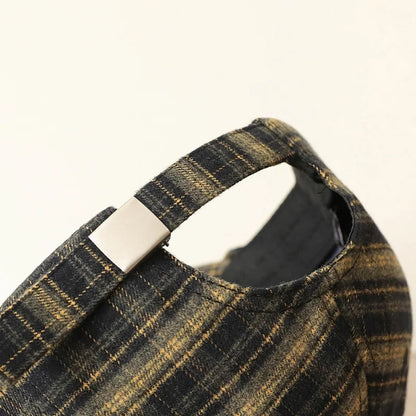 Retro Plaid Fabric Bow Decorated Baseball Cap
