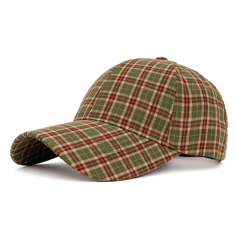 The Retro And Fashionable Color-Blocked Checkered Baseball Cap