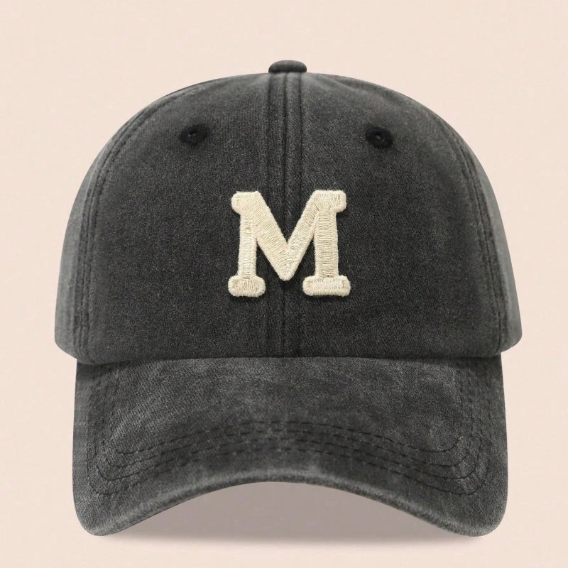 Washed Letter Embroidered Baseball Caps