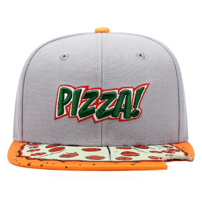 2025 Pizza Embroidery Printed Flat Brimmed Hat