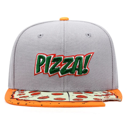 2025 Pizza Embroidery Printed Flat Brimmed Hat