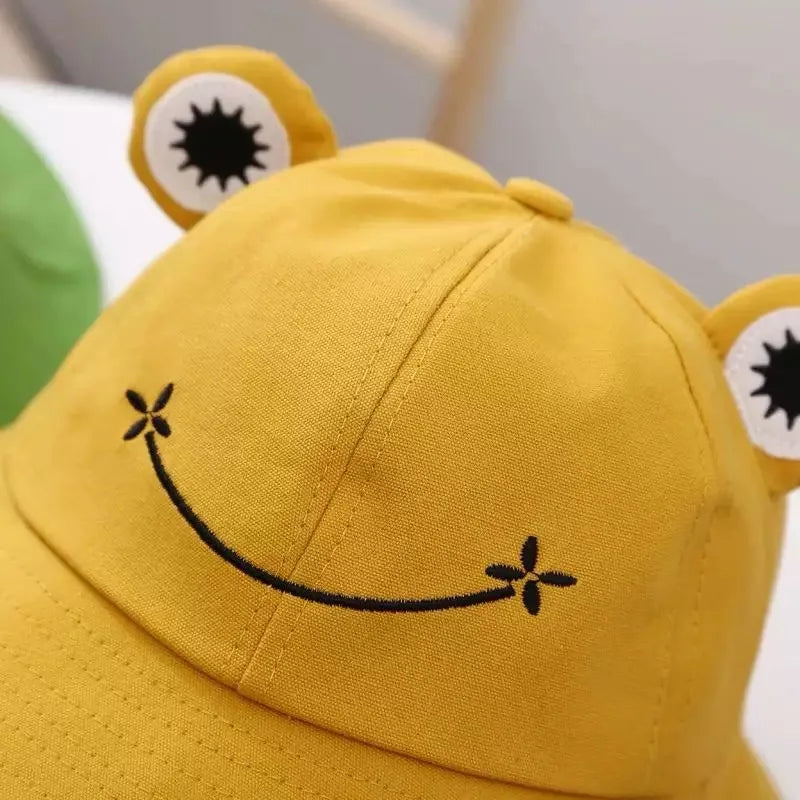 Cute Frog Bucket Hat, Yellow Cartoon Animal Ear Sun Hat