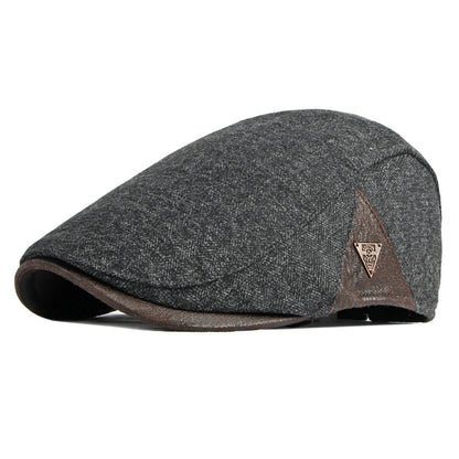 British Retro Beret Hat For Men Winter Thick Warm Woolen Newsboy Cap