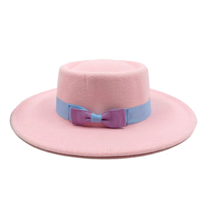 New Oversized Edge Flat Top Hat Retro French Felt Hat