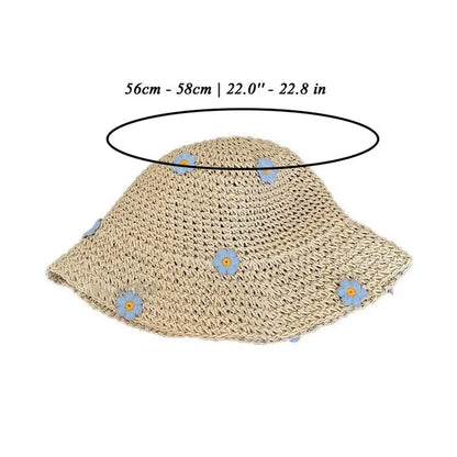 Women's Flower Design Straw Fisherman Hat