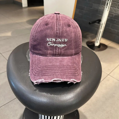 Vintage Washed Cotton Baseball Cap Women Letter Embroidery