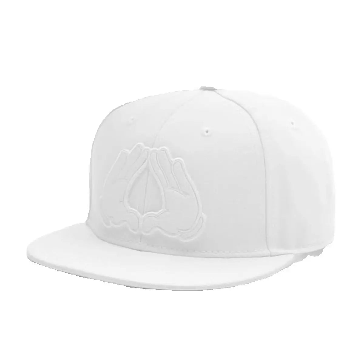 White Embroidered Prayer Hands Cap