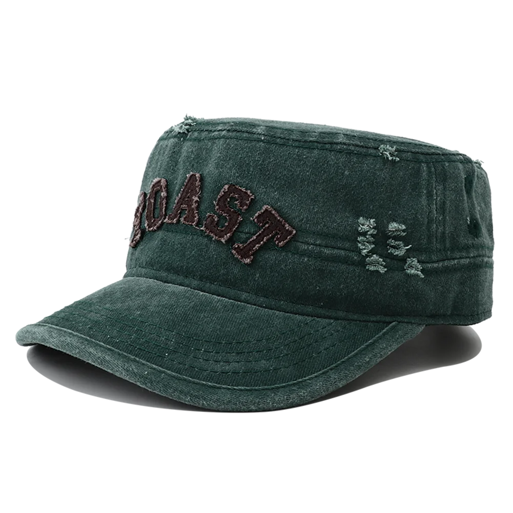 New Unisex Flat Top Hat For Men Retro Vintage Black Green Army Cap