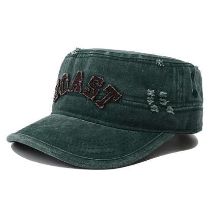 New Unisex Flat Top Hat For Men Retro Vintage Black Green Army Cap