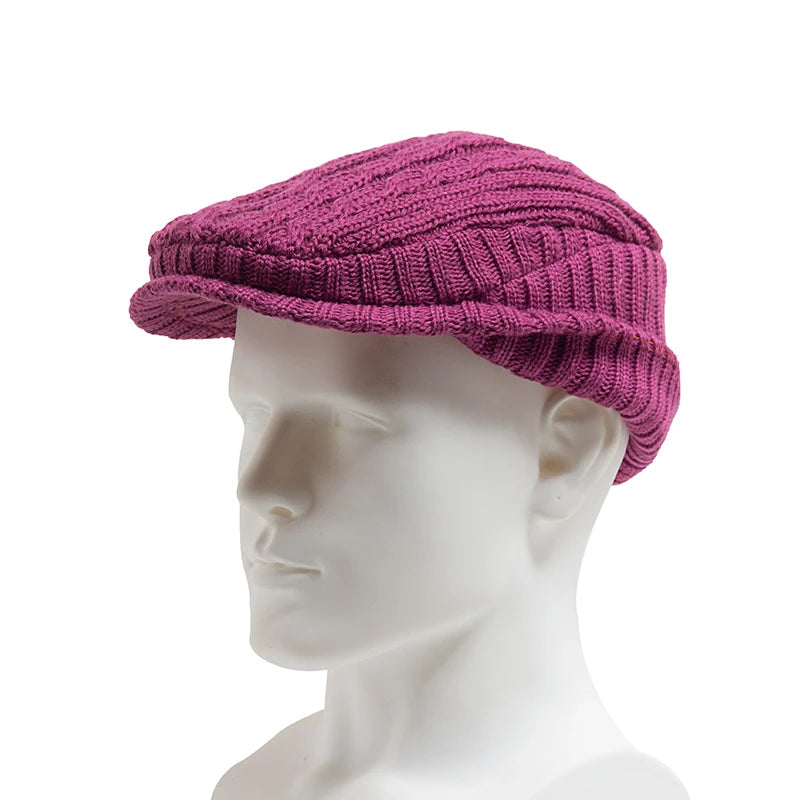 Men Women Knitted Hat With Earflaps Beret Autumn Winter Thickened Warm Berets