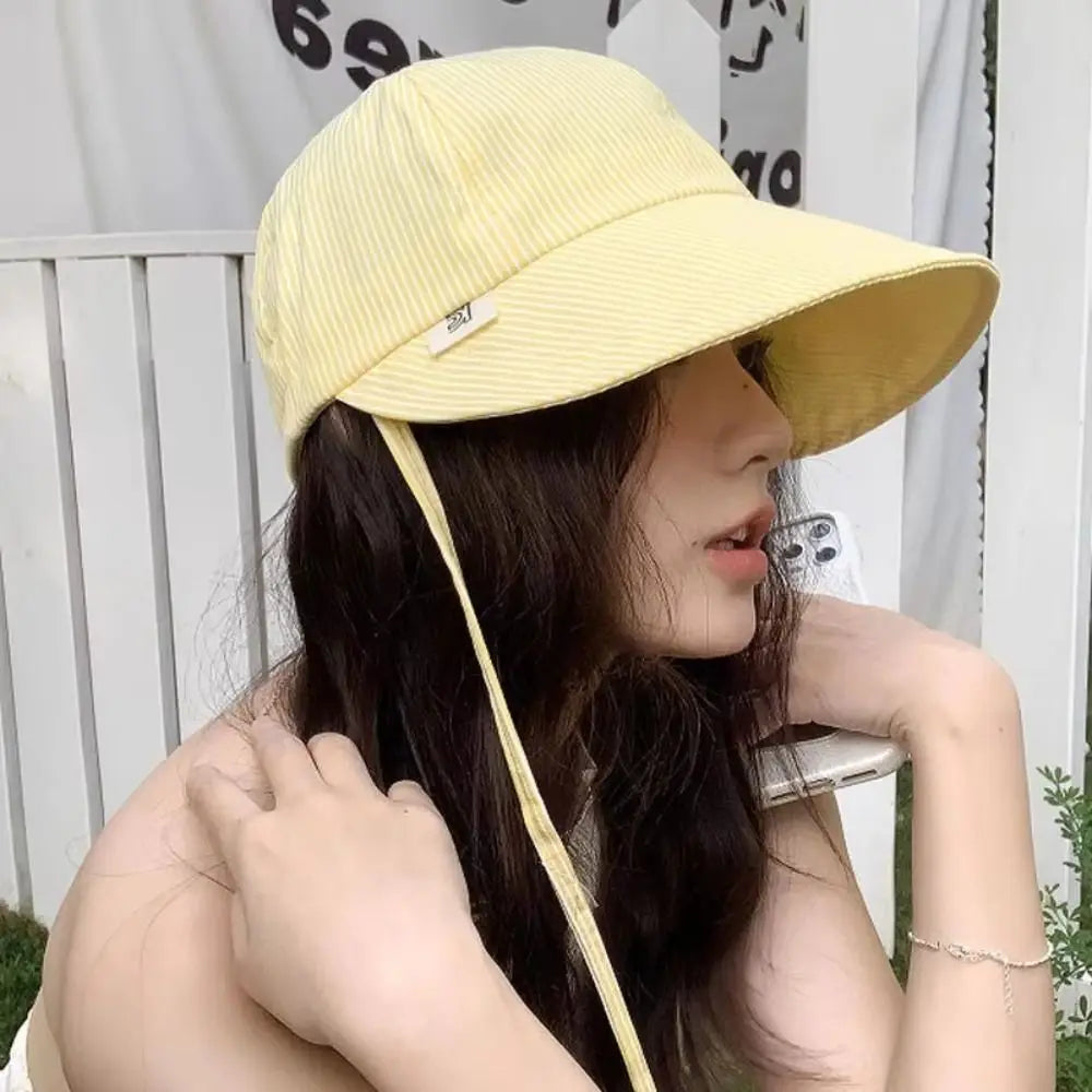 Casual Striped Bucket Hat Adjustable Anti-UV Baseball Cap
