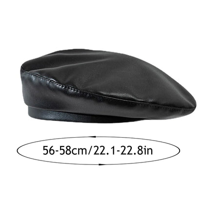British Style Berets Visor Pu Leather Flat Top Hat