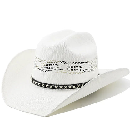 Handwoven Straw Cowboy Hat - Western Style Riding Hat For Men & Women