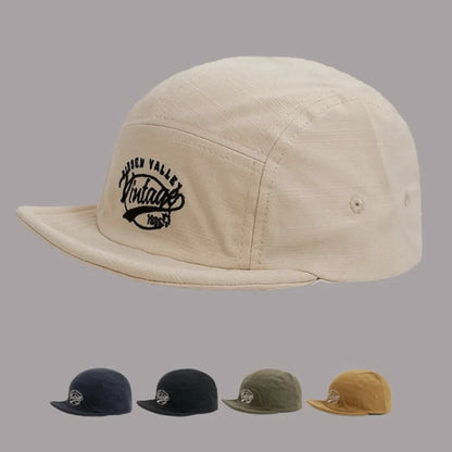 Casual Short Brim Baseball Cap 5-Panel Breathable Flat-Brimmed Sun Cap