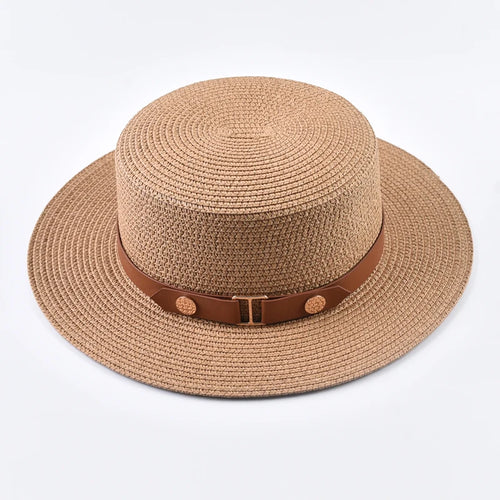 Summer Women Straw Hat Ladies Fashion Flat Top Travel Beach Sun Hat