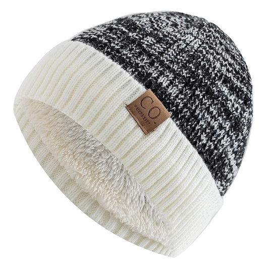New Unisex Two-Tone Winter Hats Add Fur Lined Men And Women