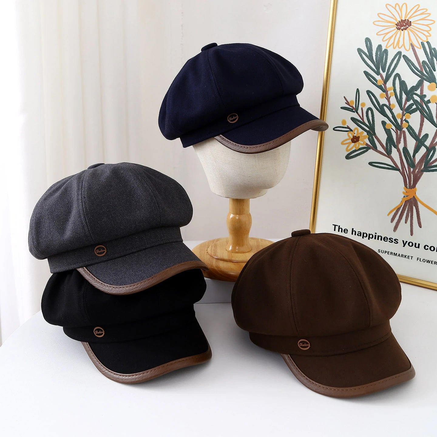 Women's Newsboy Cap British Vintage Octagonal Hat